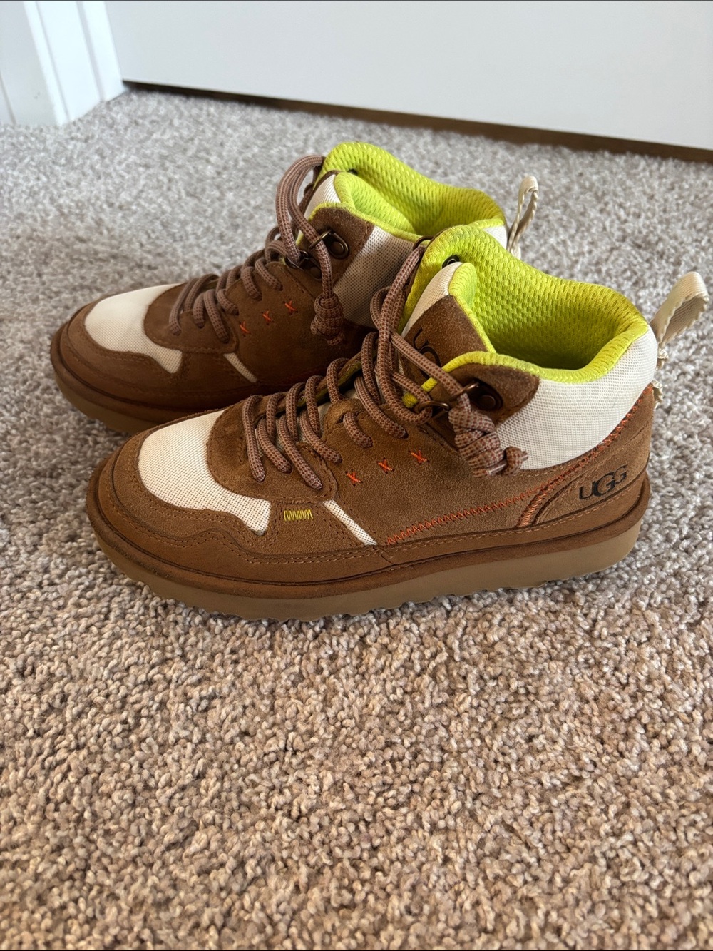 UGG Brown, Cream and Neon Yellow Women's Winter High-Top Boots Tan Highland Hi